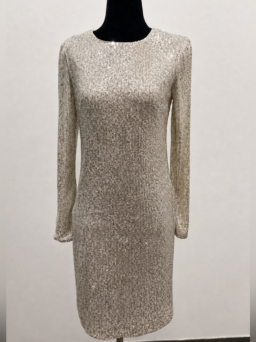 Eliza J Champagne Sequin Long Sleeve Dress